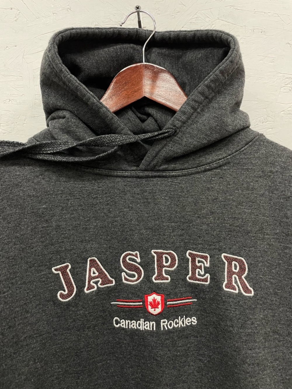 Vintage Jasper, AB Canadian Rockies Embroidered Souvenir Hoodie, Size L